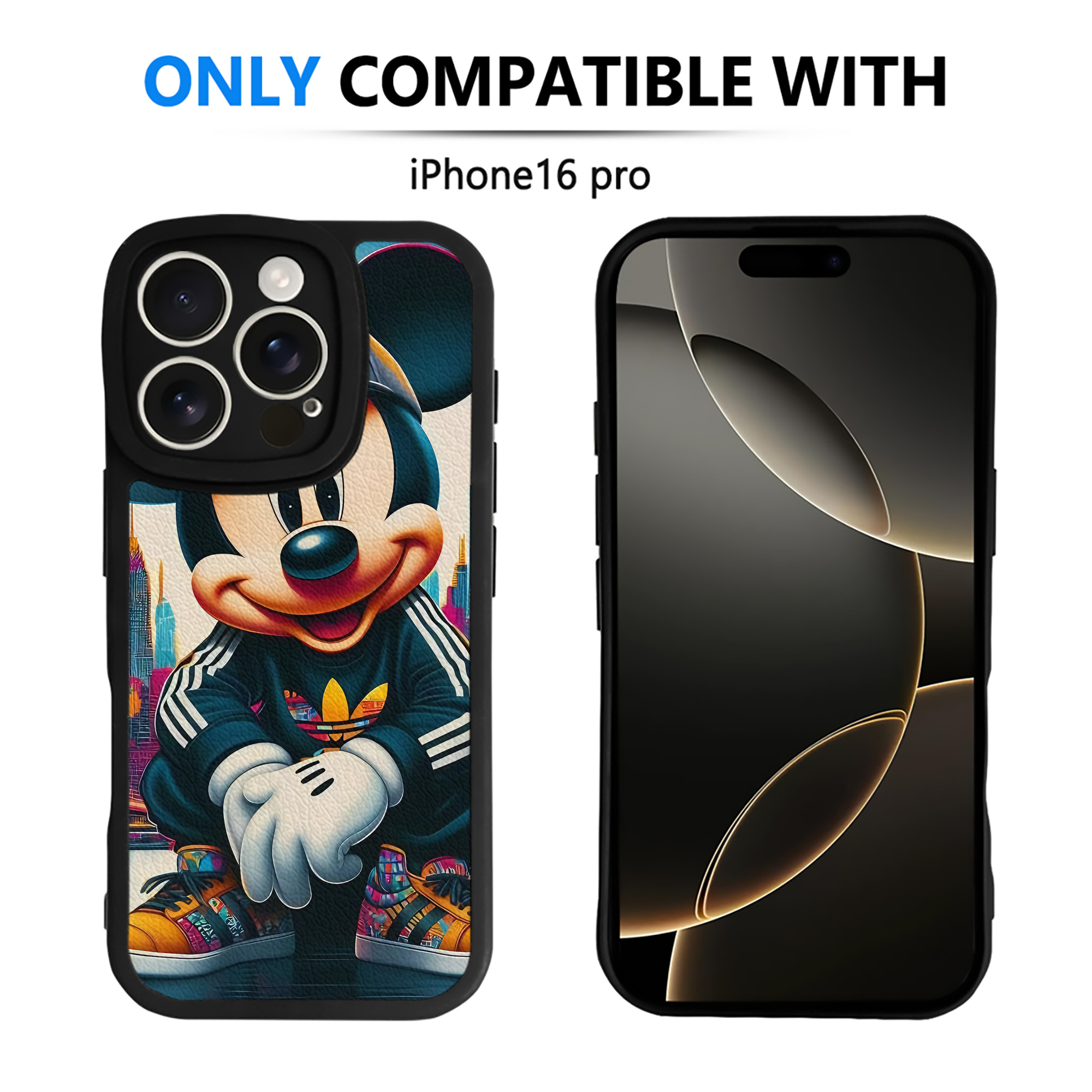 （画像用） ミッキーマウス Mickey Mouse 【iPhone 16シリーズ対応】シリコンスマホケース（レザー調） 材質：シリコン